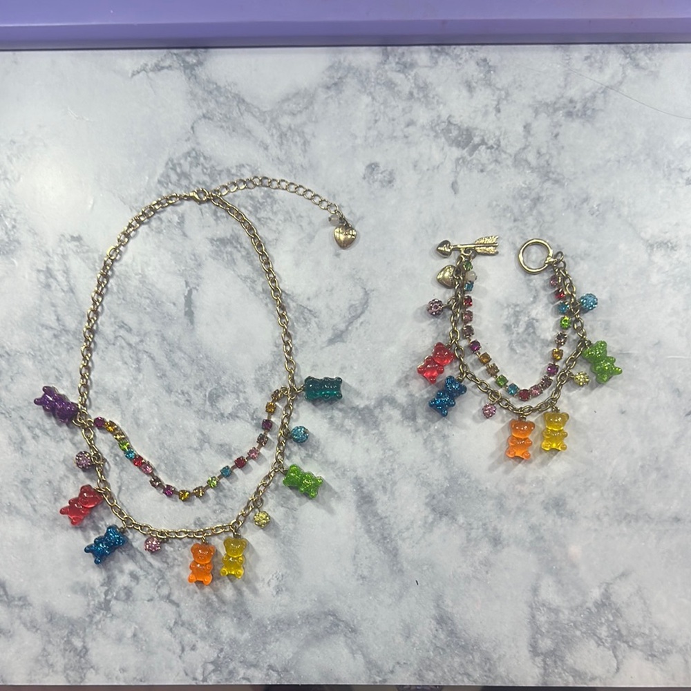 Betsey Johnson Gummy Bear Necklace and Bracelet Set